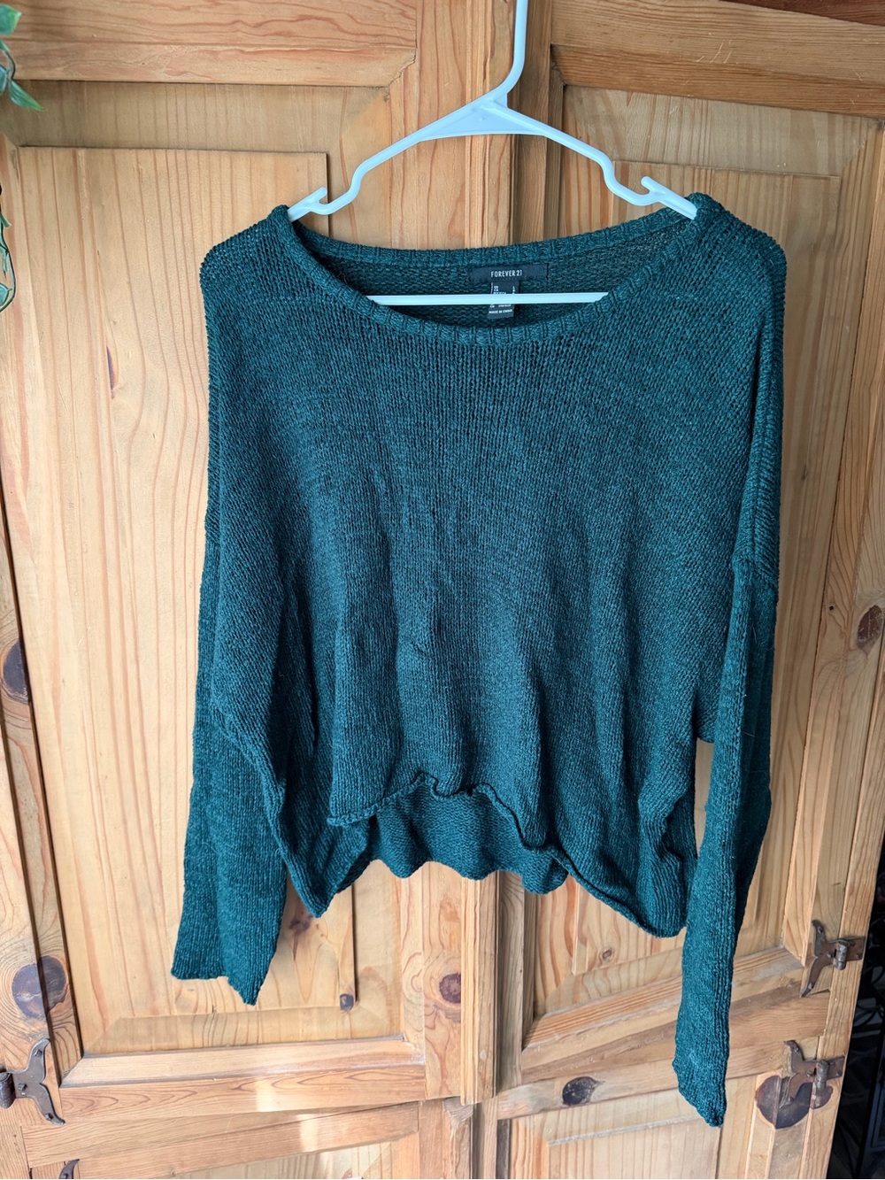 Forever 21 Dark Green Scoop Neck Knit Sweater